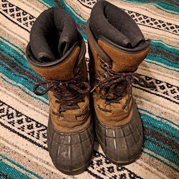 LACROSSE WINTER DUCK BOOTS THINSULATE LINERS KIDS SIZE 5 BROWN LEATHER WARM - Picture 2 of 8